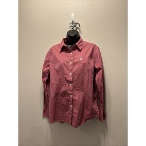 Wrangler George Strait For Her Pink Print Long Sleeve Button Down Size L Cowgirl